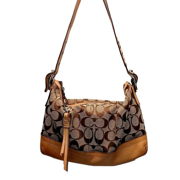Coach Signature Monogram 9363 Vintage Leather and Canvas Brown/Beige Hand Bag - Picture 2 of 15